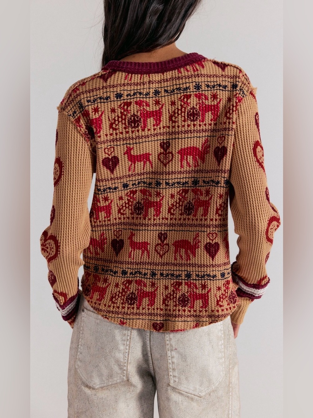 NWT Free People XS We the Free Blissful Layering Tee Cotton Waffle Knit NEW $68 - Picture 2 of 7